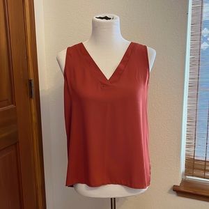 F21 - Rust Chiffon Crepe V-Neck Blouse, Women’s Small